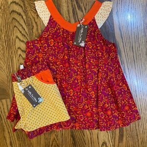 Matilda Jane Red and Yellow Kids Camisole and matching shorts